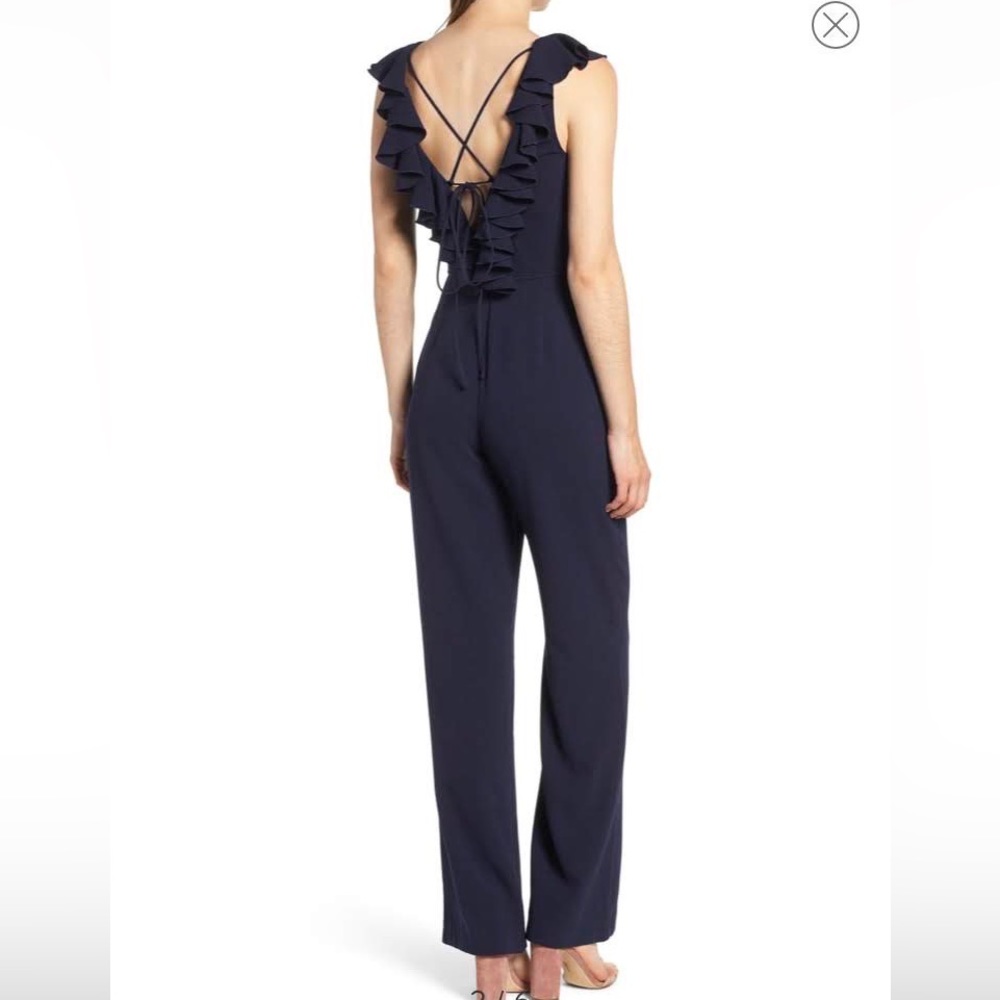 Wayf Ruffle Jumpsuit XS Navy - Picture 2 of 3